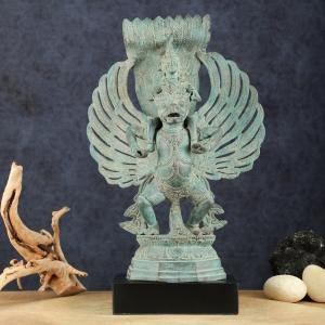 Indonesian Bronze Vishnu Riding Garuda | 21" x 8" x 13" (53.3 x 20.3 x 33 cm) | 4.93 kg Lost Wax Sacred Art | Divine Journey Murti